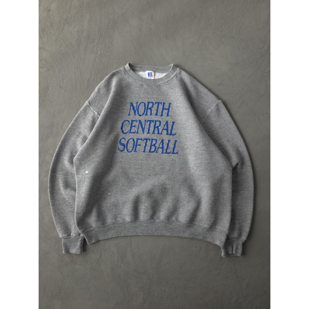 Vintage 80s North Central Softball Russell Athletic Grey Crewneck Sweatshirt XL